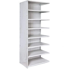 Hallowell - 8 Shelf, 350 Lb. Capacity, Closed Shelving Add-On Unit - 48 Inch Wide x 24 Inch Deep x 87 Inch High, Platinum - Benchmark Tooling