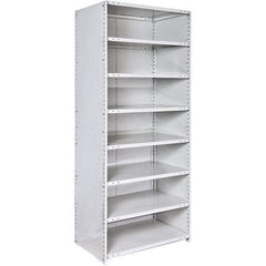 Hallowell - 8 Shelf, 375 Lb. Capacity, Closed Shelving Starter Unit - 48 Inch Wide x 18 Inch Deep x 87 Inch High, Platinum - Benchmark Tooling