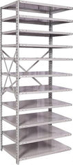 Hallowell - 11 Shelf Add-On Medium-Duty Open Steel Shelving - 500 Lb Capacity, 36" Wide x 87" High x 24" Deep, Platinum - Benchmark Tooling