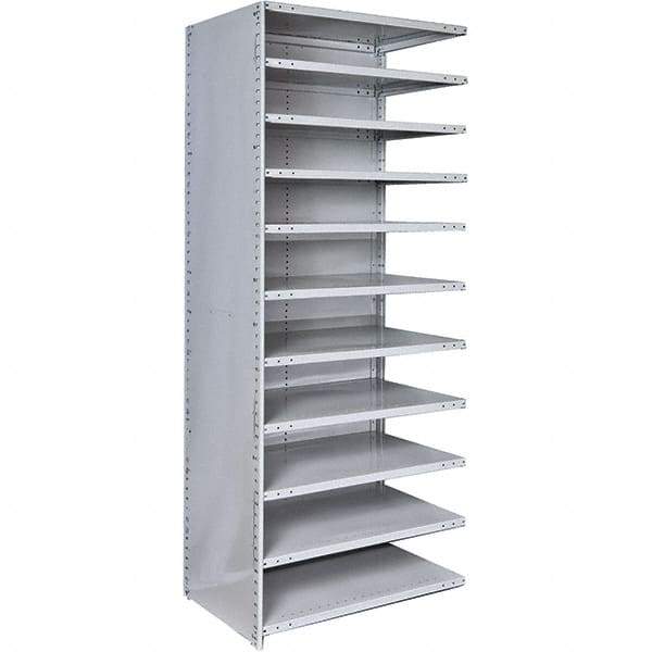 Hallowell - 11 Shelf, 375 Lb. Capacity, Closed Shelving Add-On Unit - 48 Inch Wide x 12 Inch Deep x 87 Inch High, Platinum - Benchmark Tooling