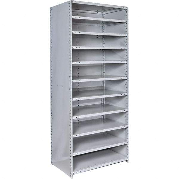 Hallowell - 11 Shelf, 500 Lb. Capacity, Closed Shelving Starter Unit - 36 Inch Wide x 18 Inch Deep x 87 Inch High, Platinum - Benchmark Tooling