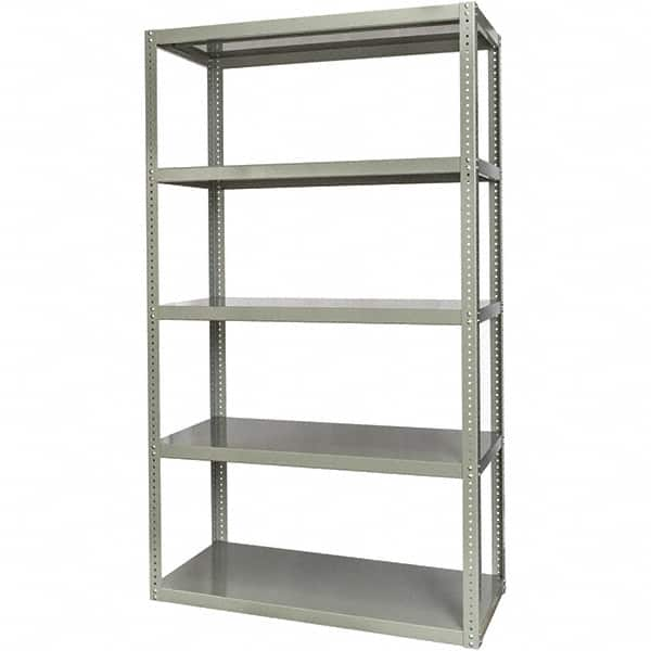 Hallowell - 5 Shelf Starter High-Capacity Open Steel Shelving - 2 Lb Capacity, 48" Wide x 84" High x 18" Deep, Gray - Benchmark Tooling