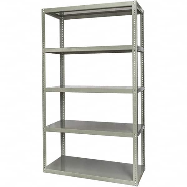 Hallowell - 5 Shelf Starter High-Capacity Open Steel Shelving - 2 Lb Capacity, 36" Wide x 84" High x 18" Deep, Gray - Benchmark Tooling