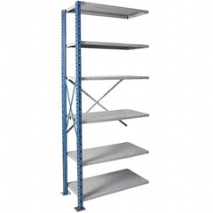 Hallowell - 6 Shelf Add-On Extra Heavy-Duty Open Steel Shelving - 1 Lb Capacity, 48" Wide x 123" High x 18" Deep, Blue/Platinum - Benchmark Tooling
