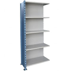 Hallowell - 5 Shelf, 500 Lb. Capacity, Closed Shelving Add-On Unit - 48 Inch Wide x 24 Inch Deep x 123 Inch High, Blue and Platinum - Benchmark Tooling