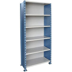 Hallowell - 6 Shelf, 800 Lb. Capacity, Closed Shelving Starter Unit - 36 Inch Wide x 18 Inch Deep x 123 Inch High, Blue and Platinum - Benchmark Tooling