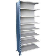 Hallowell - 8 Shelf, 900 Lb. Capacity, Closed Shelving Add-On Unit - 48 Inch Wide x 24 Inch Deep x 123 Inch High, Blue and Platinum - Benchmark Tooling