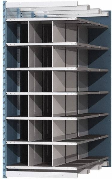 Hallowell - 18 Bin Heavy-Duty Deep Bin Industrial Shelving - 36 Inch Overall Width x 72 Inch Overall Depth x 87 Inch Overall Height, Blue and Platinum Steel Bins - Benchmark Tooling