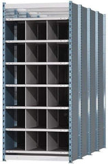 Hallowell - 18 Bin Heavy-Duty Deep Bin Industrial Shelving - 36 Inch Overall Width x 96 Inch Overall Depth x 87 Inch Overall Height, Blue and Platinum Steel Bins - Benchmark Tooling