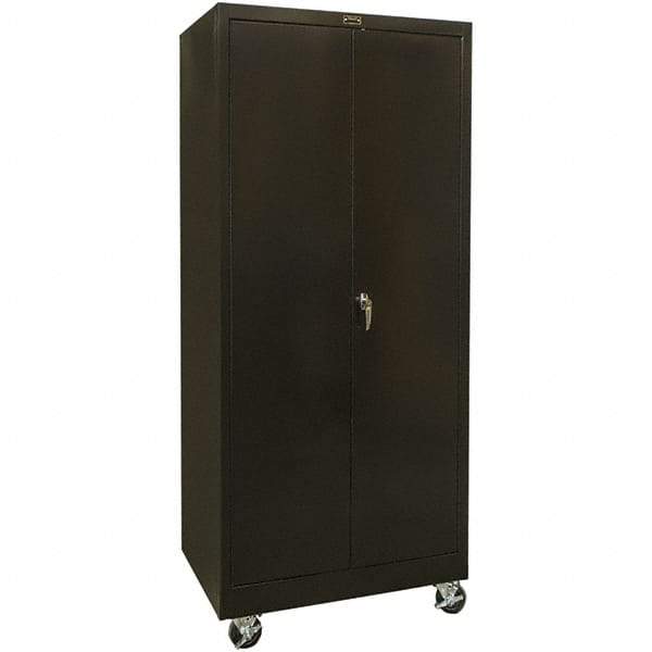 Hallowell - 4 Shelf Mobile Storage Cabinet - Steel, 48" Wide x 24" Deep x 78" High, Black - Benchmark Tooling