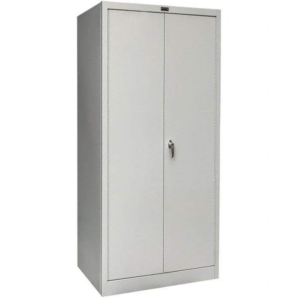 Hallowell - 4 Shelf Locking Storage Cabinet - Steel, 36" Wide x 18" Deep x 78" High, Platinum - Benchmark Tooling