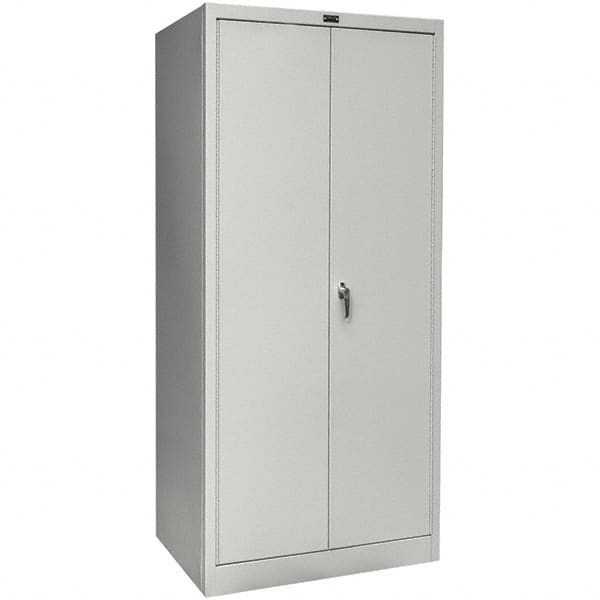 Hallowell - 1 Shelf Wardrobe Storage Cabinet - Steel, 48" Wide x 18" Deep x 78" High, Platinum - Benchmark Tooling