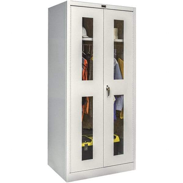 Hallowell - 1 Shelf Wardrobe Storage Cabinet - Steel, 36" Wide x 18" Deep x 78" High, Platinum - Benchmark Tooling