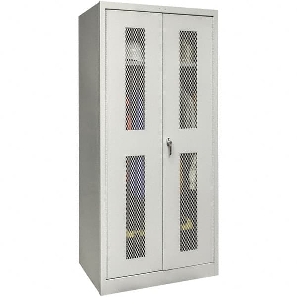 Hallowell - 1 Shelf Wardrobe Storage Cabinet - Steel, 36" Wide x 18" Deep x 78" High, Platinum - Benchmark Tooling