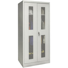 Hallowell - 1 Shelf Wardrobe Storage Cabinet - Steel, 48" Wide x 24" Deep x 78" High, Platinum - Benchmark Tooling