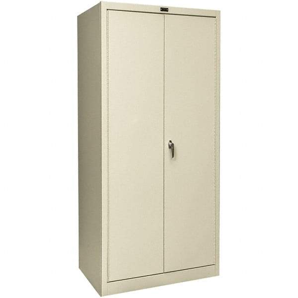 Hallowell - 4 Shelf Locking Storage Cabinet - Steel, 48" Wide x 24" Deep x 72" High, Tan - Benchmark Tooling