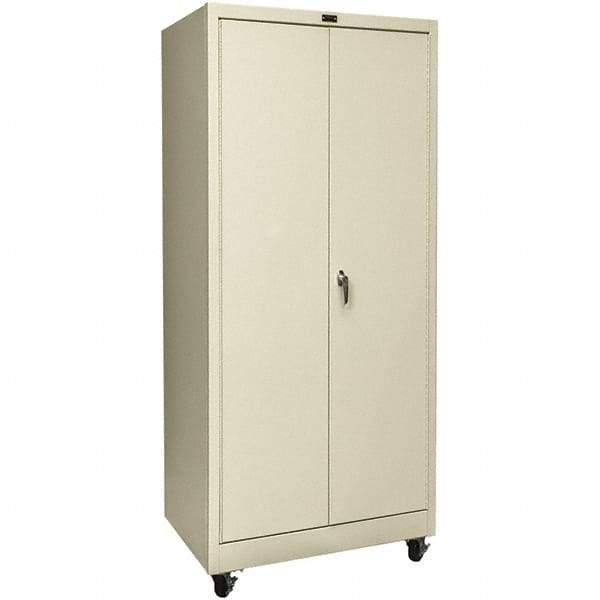 Hallowell - 4 Shelf Mobile Storage Cabinet - Steel, 36" Wide x 24" Deep x 72" High, Tan - Benchmark Tooling