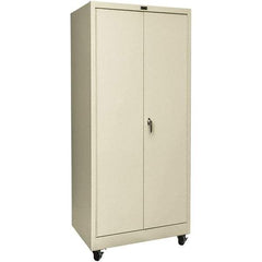 Hallowell - 4 Shelf Mobile Storage Cabinet - Steel, 48" Wide x 24" Deep x 72" High, Tan - Benchmark Tooling