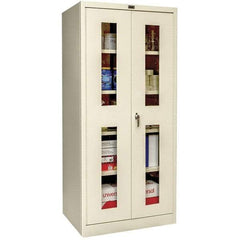 Hallowell - 4 Shelf Locking Storage Cabinet - Steel, 48" Wide x 18" Deep x 72" High, Tan - Benchmark Tooling