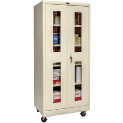 Hallowell - 4 Shelf Mobile Storage Cabinet - Steel, 36" Wide x 24" Deep x 72" High, Tan - Benchmark Tooling