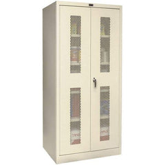 Hallowell - 4 Shelf Locking Storage Cabinet - Steel, 48" Wide x 18" Deep x 72" High, Tan - Benchmark Tooling