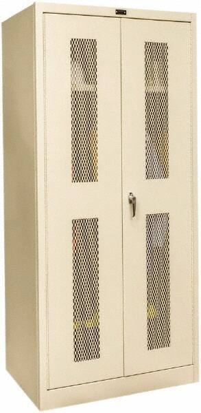 Hallowell - 1 Shelf Wardrobe Storage Cabinet - Steel, 36" Wide x 24" Deep x 72" High, Tan - Benchmark Tooling