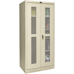 Hallowell - 4 Shelf Combination Storage Cabinet - Steel, 36" Wide x 24" Deep x 72" High, Tan - Benchmark Tooling