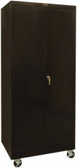 Hallowell - 4 Shelf Mobile Storage Cabinet - Steel, 36" Wide x 24" Deep x 72" High, Black - Benchmark Tooling