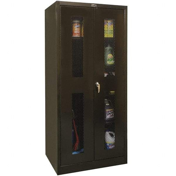 Hallowell - 4 Shelf Combination Storage Cabinet - Steel, 48" Wide x 18" Deep x 72" High, Black - Benchmark Tooling