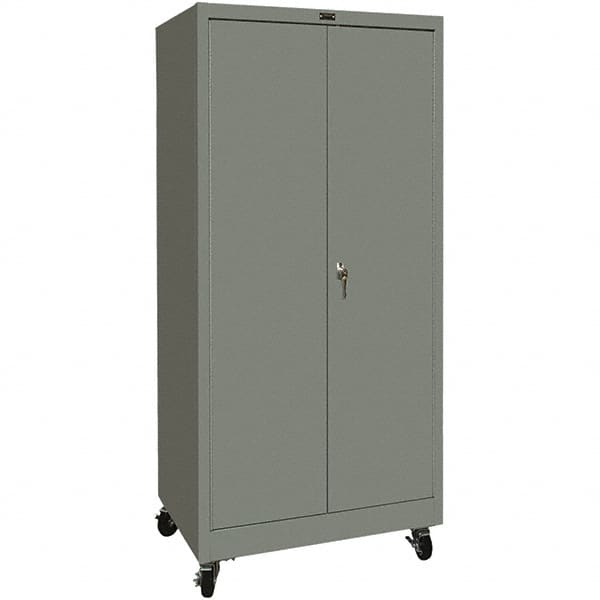 Hallowell - 4 Shelf Mobile Storage Cabinet - Steel, 36" Wide x 24" Deep x 72" High, Gray - Benchmark Tooling