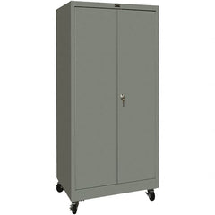 Hallowell - 4 Shelf Mobile Storage Cabinet - Steel, 48" Wide x 24" Deep x 72" High, Gray - Benchmark Tooling