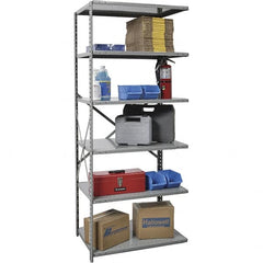 Hallowell - 6 Shelf Add-On Medium-Duty Open Steel Shelving - 375 Lb Capacity, 48" Wide x 87" High x 12" Deep, Gray - Benchmark Tooling