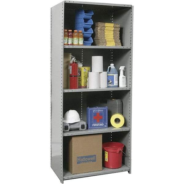 Hallowell - 5 Shelf, 1,250 Lb. Capacity, Closed Shelving Starter Unit - 36 Inch Wide x 24 Inch Deep x 87 Inch High, Gray - Benchmark Tooling