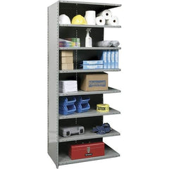 Hallowell - 8 Shelf, 500 Lb. Capacity, Closed Shelving Add-On Unit - 36 Inch Wide x 24 Inch Deep x 87 Inch High, Gray - Benchmark Tooling