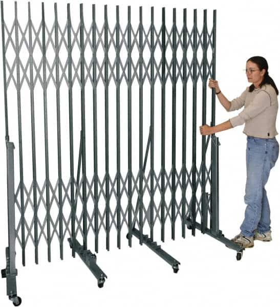 Hallowell - 6.54' High Portable Traffic Control Gate - Steel, Silver - Benchmark Tooling