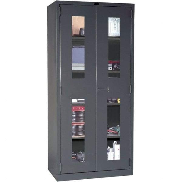 Hallowell - 4 Shelf Locking Storage Cabinet - Steel, 36" Wide x 24" Deep x 78" High, Gray - Benchmark Tooling