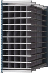 Hallowell - 50 Bin Heavy-Duty Deep Bin Industrial Shelving - 36 Inch Overall Width x 96 Inch Overall Depth x 87 Inch Overall Height, Blue and Platinum Steel Bins - Benchmark Tooling