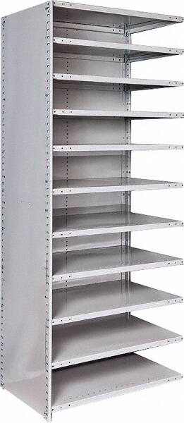 Hallowell - 11 Shelf, 500 Lb. Capacity, Closed Shelving Add-On Unit - 36 Inch Wide x 24 Inch Deep x 87 Inch High, Platinum - Benchmark Tooling