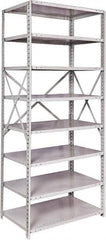 Hallowell - 8 Shelf Starter Medium-Duty Open Steel Shelving - 500 Lb Capacity, 36" Wide x 87" High x 24" Deep, Platinum - Benchmark Tooling