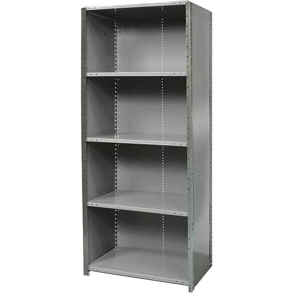 Hallowell - 5 Shelf, 400 Lb. Capacity, Free Standing Closed Shelving - 48 Inch Wide x 12 Inch Deep x 87 Inch High, Gray - Benchmark Tooling