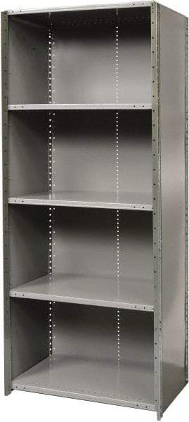 Hallowell - 5 Shelf, 800 Lb. Capacity, Free Standing Closed Shelving - 36 Inch Wide x 24 Inch Deep x 87 Inch High, Gray - Benchmark Tooling