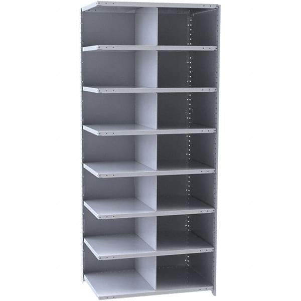 Hallowell - 14 Bin Closed Industrial Bin Shelving - 36 Inch Overall Width x 18 Inch Overall Depth x 87 Inch Overall Height, Gray Metal Bins - Benchmark Tooling