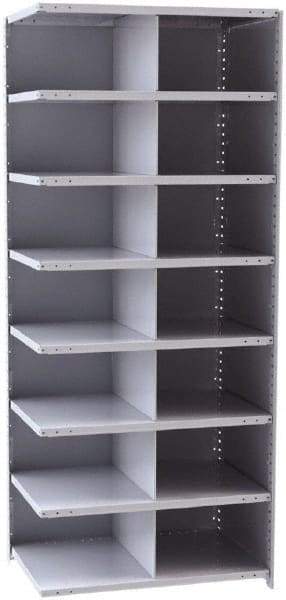 Hallowell - 14 Bin Closed Industrial Bin Shelving - 36 Inch Overall Width x 24 Inch Overall Depth x 87 Inch Overall Height, Gray Metal Bins - Benchmark Tooling