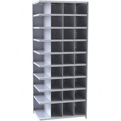 Hallowell - 36 Bin Closed Industrial Bin Shelving - 36 Inch Overall Width x 12 Inch Overall Depth x 87 Inch Overall Height, Gray Metal Bins - Benchmark Tooling