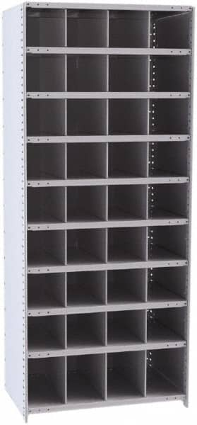 Hallowell - 36 Bin Closed Industrial Bin Shelving - 36 Inch Overall Width x 24 Inch Overall Depth x 87 Inch Overall Height, Gray Metal Bins - Benchmark Tooling