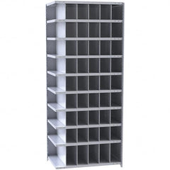 Hallowell - 54 Bin Closed Industrial Bin Shelving - 36 Inch Overall Width x 12 Inch Overall Depth x 87 Inch Overall Height, Gray Metal Bins - Benchmark Tooling