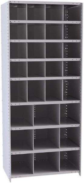 Hallowell - 29 Bin Closed Industrial Bin Shelving - 36 Inch Overall Width x 24 Inch Overall Depth x 87 Inch Overall Height, Gray Metal Bins - Benchmark Tooling