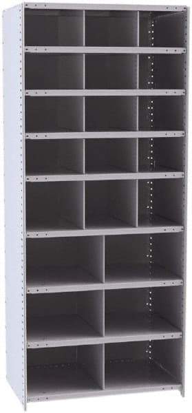 Hallowell - 21 Bin Closed Industrial Bin Shelving - 36 Inch Overall Width x 24 Inch Overall Depth x 87 Inch Overall Height, Gray Metal Bins - Benchmark Tooling