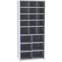 Hallowell - 21 Bin Closed Industrial Bin Shelving - 36 Inch Overall Width x 12 Inch Overall Depth x 87 Inch Overall Height, Gray Metal Bins - Benchmark Tooling