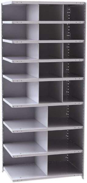 Hallowell - 21 Bin Closed Industrial Bin Shelving - 36 Inch Overall Width x 24 Inch Overall Depth x 87 Inch Overall Height, Gray Metal Bins - Benchmark Tooling